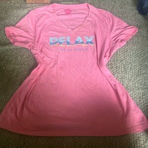 Pink 'Relax' V-Neck T-Shirt